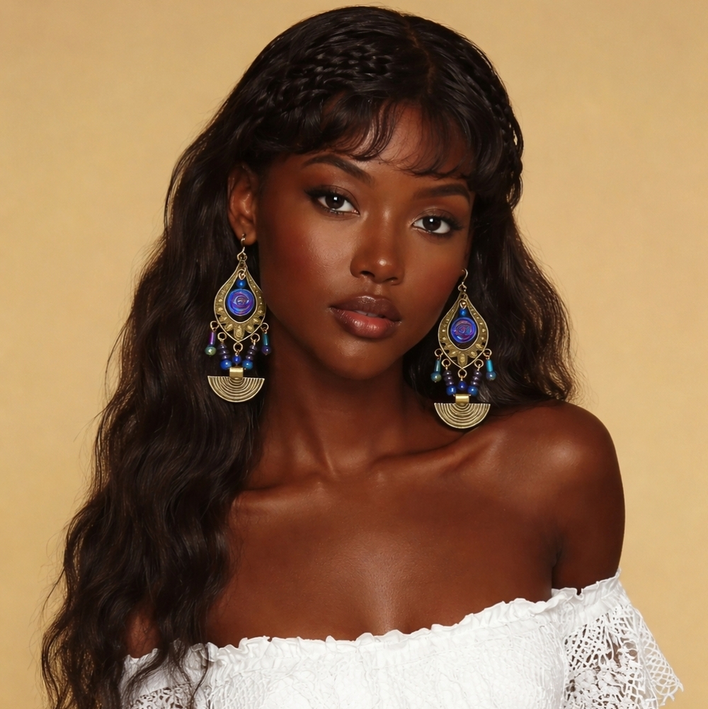 Blue Rose Earrings